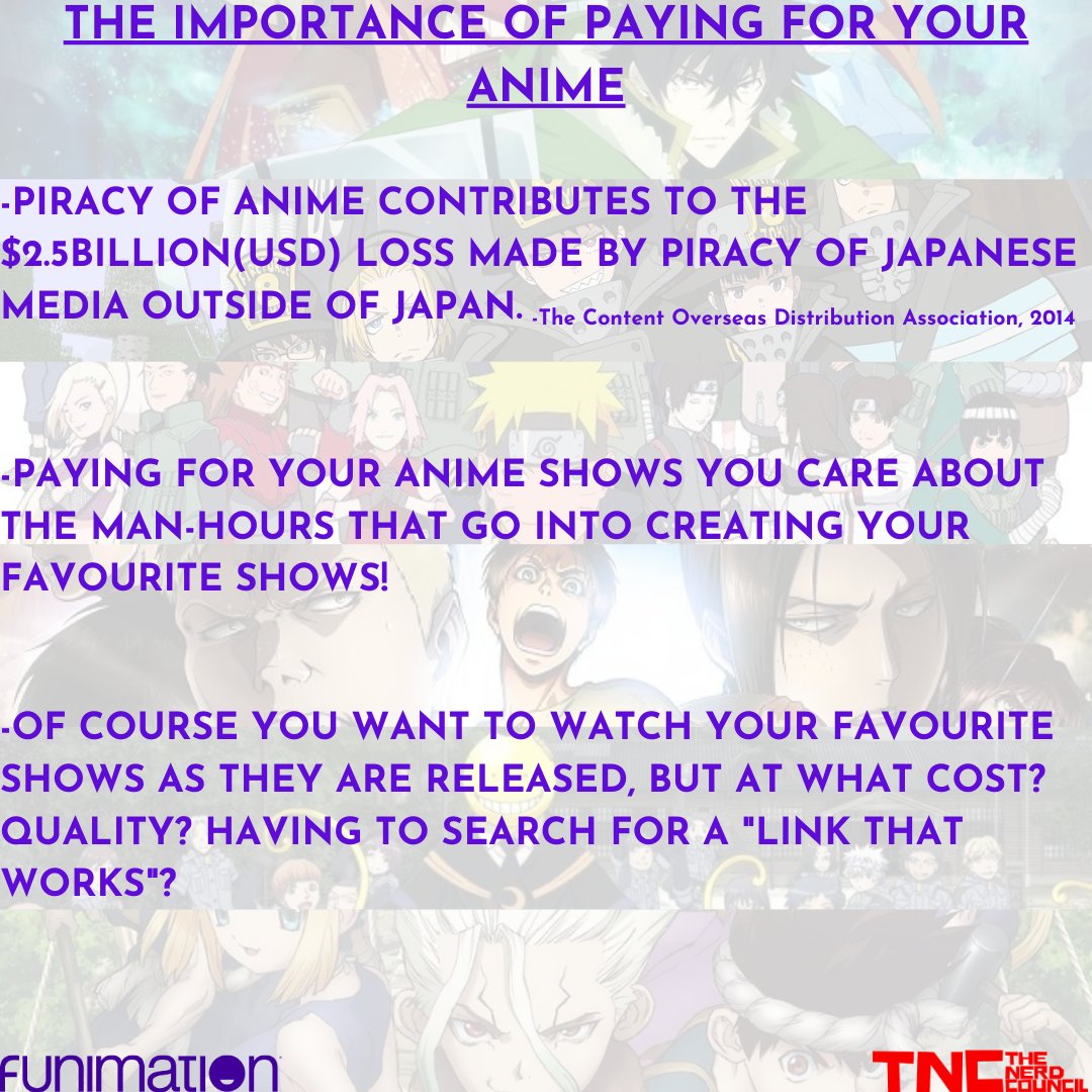 There's not much to be said but it's important we address that like any other medium, anime is a business with peoples lives attached to it.We aren't here to chastise, we are here to encourage you to make the better choice of legally streaming your anime.