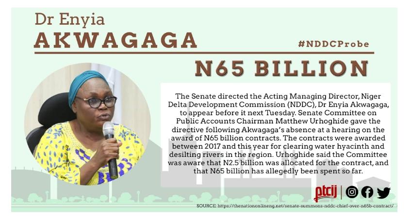 The allegation against Dr. Enyia Akwanga.2.5 billion was allocated for a contract, but 65billion was allegedly expended while Dr. Akwanga was acting MD of  @NDDCOnline. The contract was awarded in 2017. @ICPC_PE  @officialEFCC  #NDDCProbe
