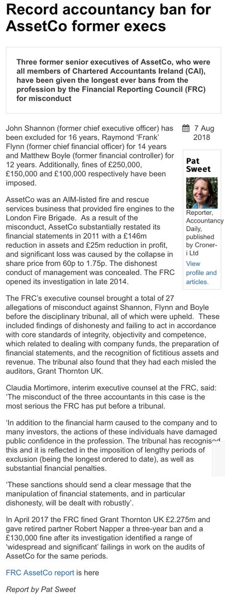 ianbeckett's tweet photo. @retheauditors Groundbreaking #AssetCo decision finding auditor #GrantThornton liable for trading losses caused by management fraud, upheld at appeal - precedent where auditor has failed to detect a company is being run fraudulently by management - #audit https://t.co/kLL8y5lheO https://t.co/47yTdbopD9