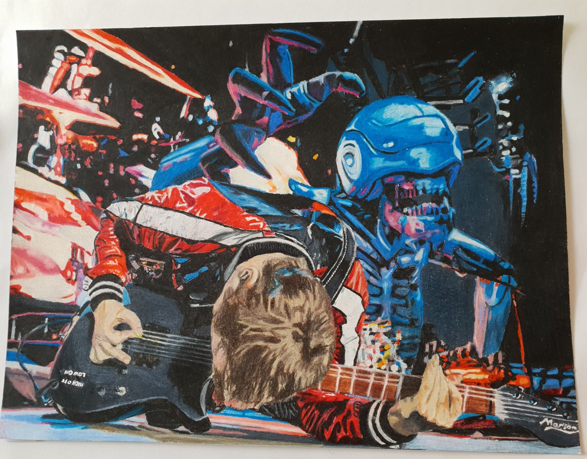 IBellevaux's tweet photo. I draw @MattBellamy and Murph on stage 😉 I hope people will like it!
#mattbellamy #muse #murphtherobot #beholdtheglove https://t.co/17Bsjnb3KO
