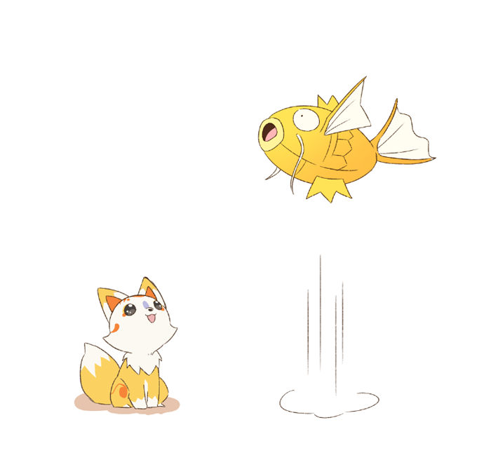 刀剣乱舞 こんのすけとコイキング のイラスト 刀剣乱舞 こんのすけとコイキング のイラスト