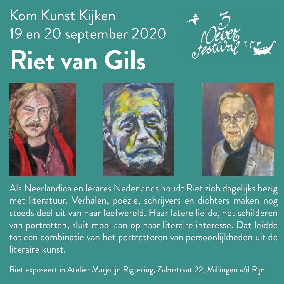 Kom Kunst Kijken bij Riet van Gils  tijdens de 3 Oever Atelier Route van het 3 Oever Festival. Zij exposeert 19 en 20 september bij Atelier Marjolijn Rigtering in Millingen. #3oeverfestival #3oeveratelierroute #doesdelen #agendatip 3oeverfestival.nl