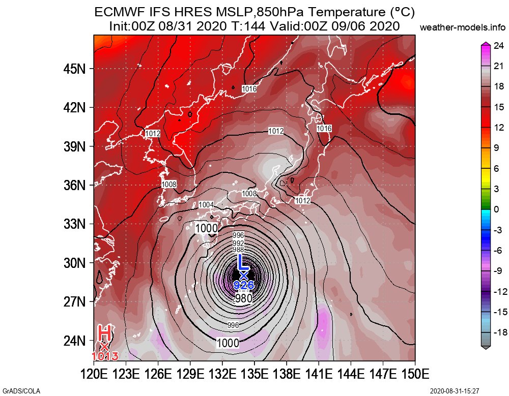 【台風10号】ネットざわつく…欧米の予測データでは 9月6〜7日に伊勢湾台風など歴史的な勢力で西日本を直撃する進路に