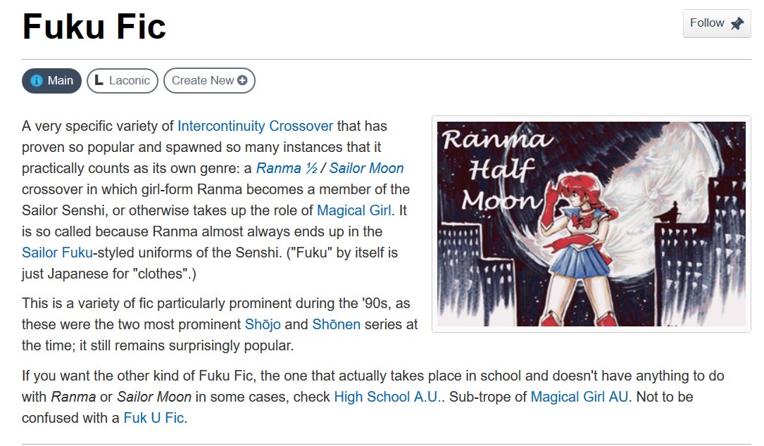 I would now Harry Potter has taken it's place but I'm not kidding that it was big in the fandoms. To the point that TVTROPES, listed a sub genre of Sailor Moon/Ranma 1/2 crossover fic as a tropes page. Man it's weird.