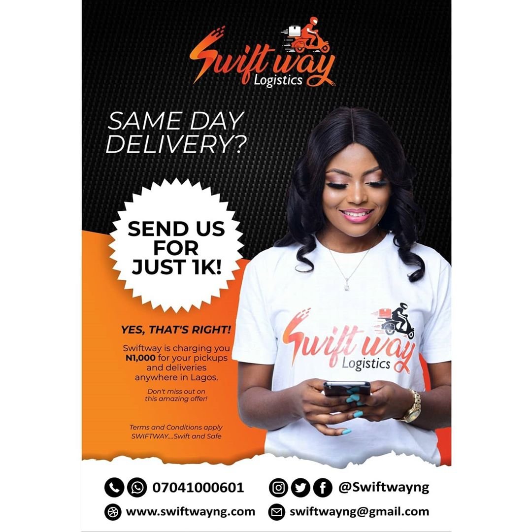 SwiftwayNg's tweet image. Send your parcel for just 1000 naira only, anywhere in Lagos

#SwiftwayIsComing #SwiftwayNG #Logistics #dispatch #DispatchLagos #SwiftwayNG #Dispatchrider #Lagos #Nigeria