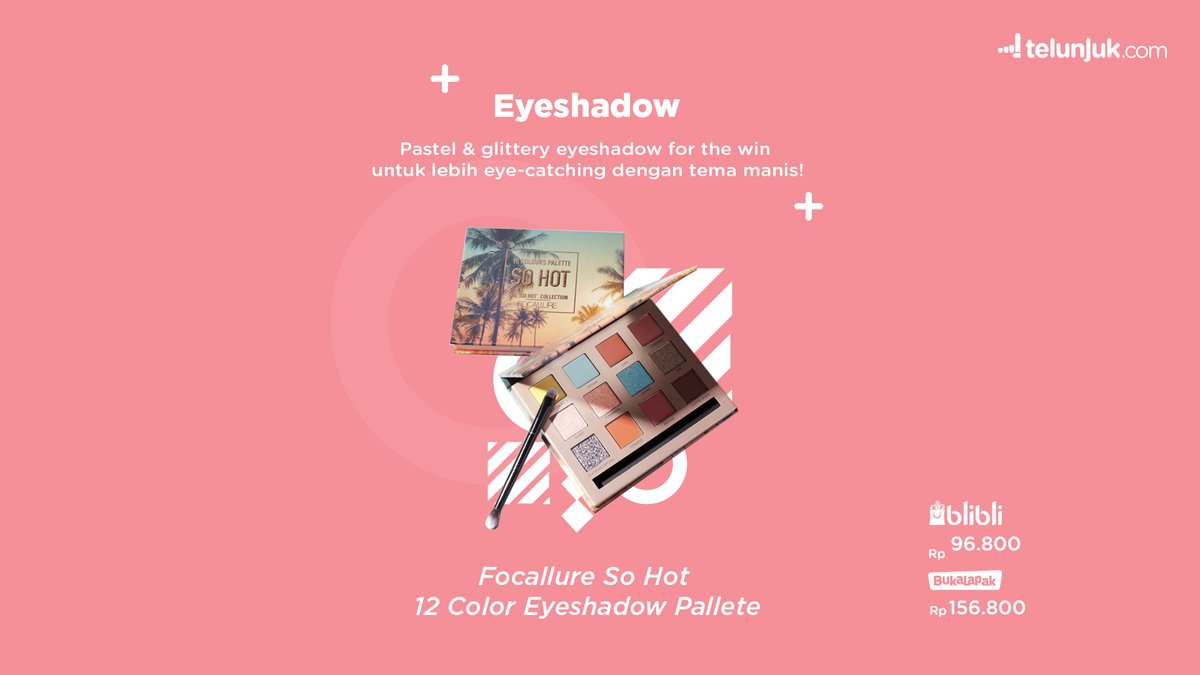  EyeshadowMasih di area mata, coba kreasikan makeup kamu dengan warna-warna pastel dan glitter untuk tampak lebih eye-catching! Kamu bisa pakai eyeshadow palette dari Focallure  http://bit.ly/FocallurSH-TJK 