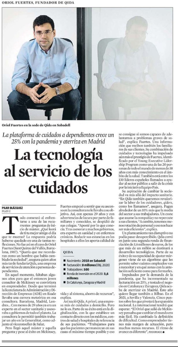 Qida (@qidacare) on Twitter photo "La tecnología al servicio de los cuidados"
Ayer, Oriol Fuertes, nuestro #CEO en @QIDAcare compartió su historia con <a href="/LaVanguardia/">La Vanguardia</a>
📰Lee el artículo entero: "La tecnología al servicio de los cuidados"
Ayer, Oriol Fuertes, nuestro #CEO en @QIDAcare compartió su historia con <a href="/LaVanguardia/">La Vanguardia</a>
📰Lee el artículo entero: