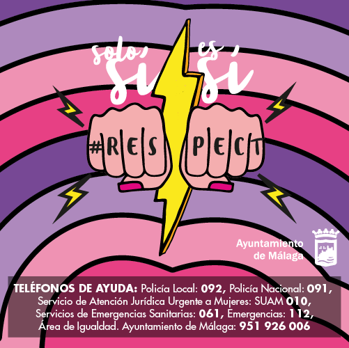 El <a href="/Tlf_malaga/">Teléfono de la Esperanza de Málaga</a> se suma a la campaña "Solo Sí es Sí" #respect organizada por el <a href="/areadeigualdad/">Igualdad de Oportunidades</a> <a href="/malaga/">Ciudad de Málaga</a>