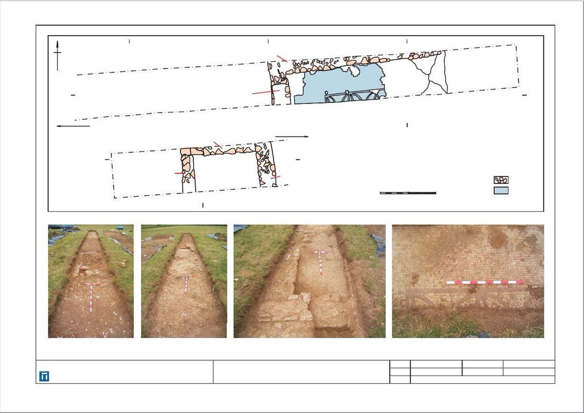 Geophysical survey conducted during  @thetimeteam investigation of Withington villa in 2005 placed the site in context whilst excavation revealed areas of the structure, including the floors, still survivedDetails from  @wessexarch report: https://www.wessexarch.co.uk/sites/default/files/59468_Withington%20Gloucs.pdf #MosaicMonday