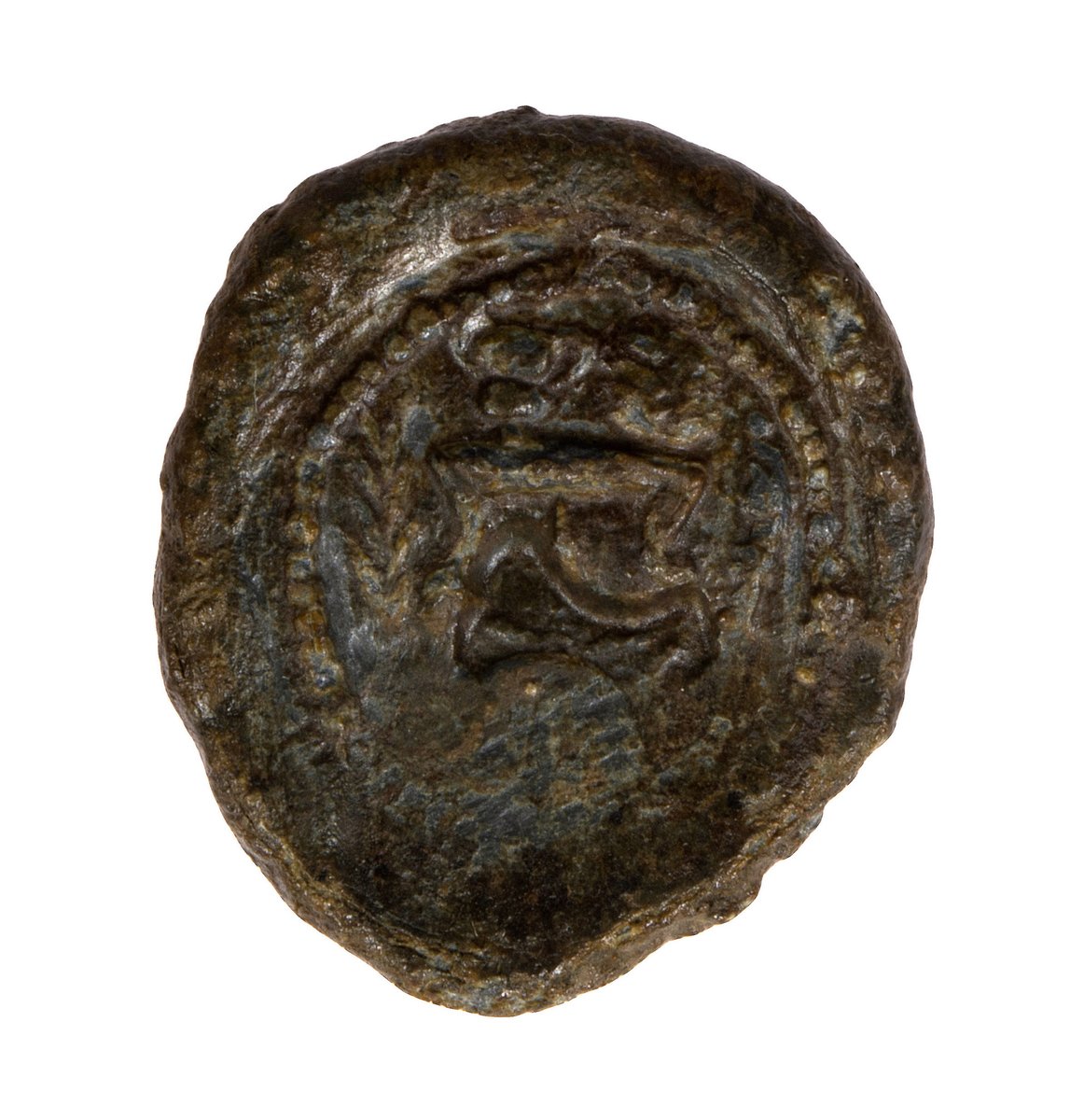 MairiGkikaki's tweet photo. Agonistic table on this Athenian #token token: owl on table, the whole framed by two branches, the most interesting detail: the countermark, as on many tokens related to @GR_Festivals @ancient_tokens @ASCSAthens https://t.co/lhhpZDja7T