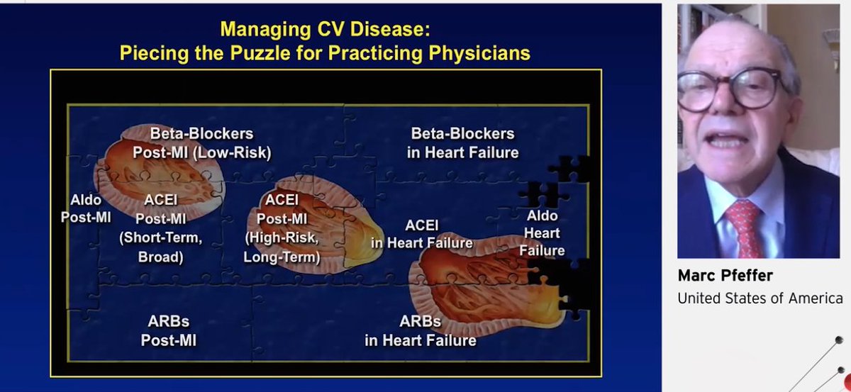Prof Pfeffer’s talk squeezed an incredible amount into 12 minutes. It didn’t manage to fit in ARB evidence, and salcubitril-valsartan and the SGLT2 inhibitors were beyond its covered time period. It is definitely worth a view -  https://esc2020.escardio.org/detail/video/ref:P209752 #ESCCongress  #HF8/8