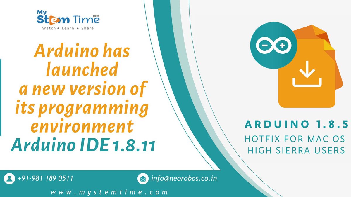 my_stem's tweet image. The version 1.8.11 of #Arduino IDE comes with various improvements and is free of bugs. The users can also interact with the board while plotting data. 
#MySTEMTime