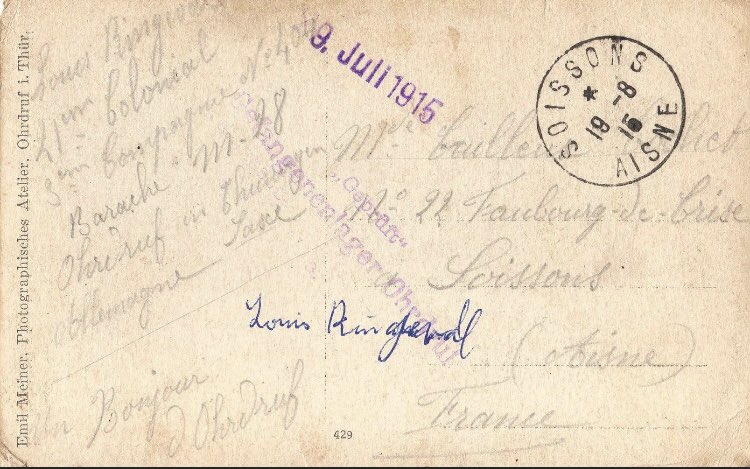 Avons retrouvé la trace de Rigueval Louis, à gauche sur la photo. Louis Paul Rigueval est né le 22/09/1893 à Templeux la Fosse dans la Somme. Il est de la classe 1913. Il est incorporé le 01/10/1913 au 21 RIC. Il sera fait prisonnier le 21/08/1914, je pense en Belgique.