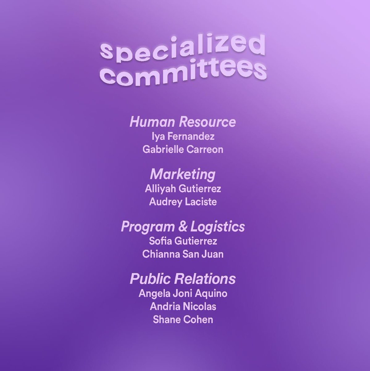 UAPPOLIS's tweet photo. 💬 POLIS UPDATED THEIR STATUS 💬
POLIS would like to welcome our new members of the Specialized Committees!
Together, let’s #SulongSLG! 💜
#SulongSLG
#DoWhatMatters
#KnowWhatMatters
#JoinTheDiscourse https://t.co/gBRXgbR5FG