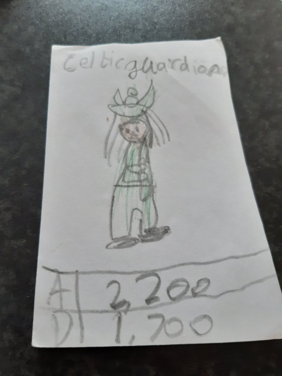 Day 24: "Celtic Guardian" is today's card. It seems the only features I really remembered about "Celtic Guardian" when I was making these cards was green, long hair and hat. Good job kid me.