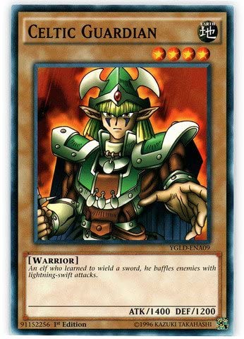 Day 24: "Celtic Guardian" is today's card. It seems the only features I really remembered about "Celtic Guardian" when I was making these cards was green, long hair and hat. Good job kid me.