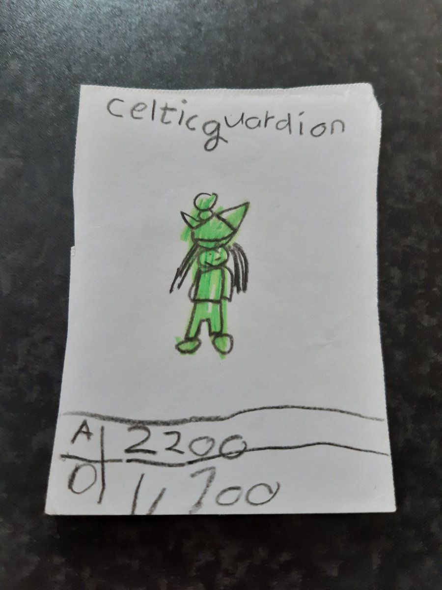 Day 24: "Celtic Guardian" is today's card. It seems the only features I really remembered about "Celtic Guardian" when I was making these cards was green, long hair and hat. Good job kid me.