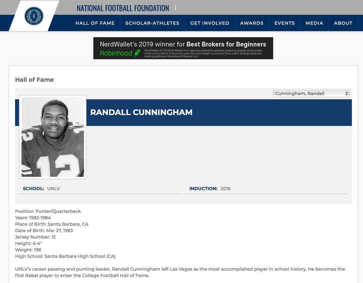 AndyStaples's tweet photo. Another thought experiment that sprung forth from researching that RPPO story with @max_olson. If Randall Cunningham had been born in 1995 instead of 1963, would he be the greatest player in CFB history right now? https://t.co/T1dLE3GGon