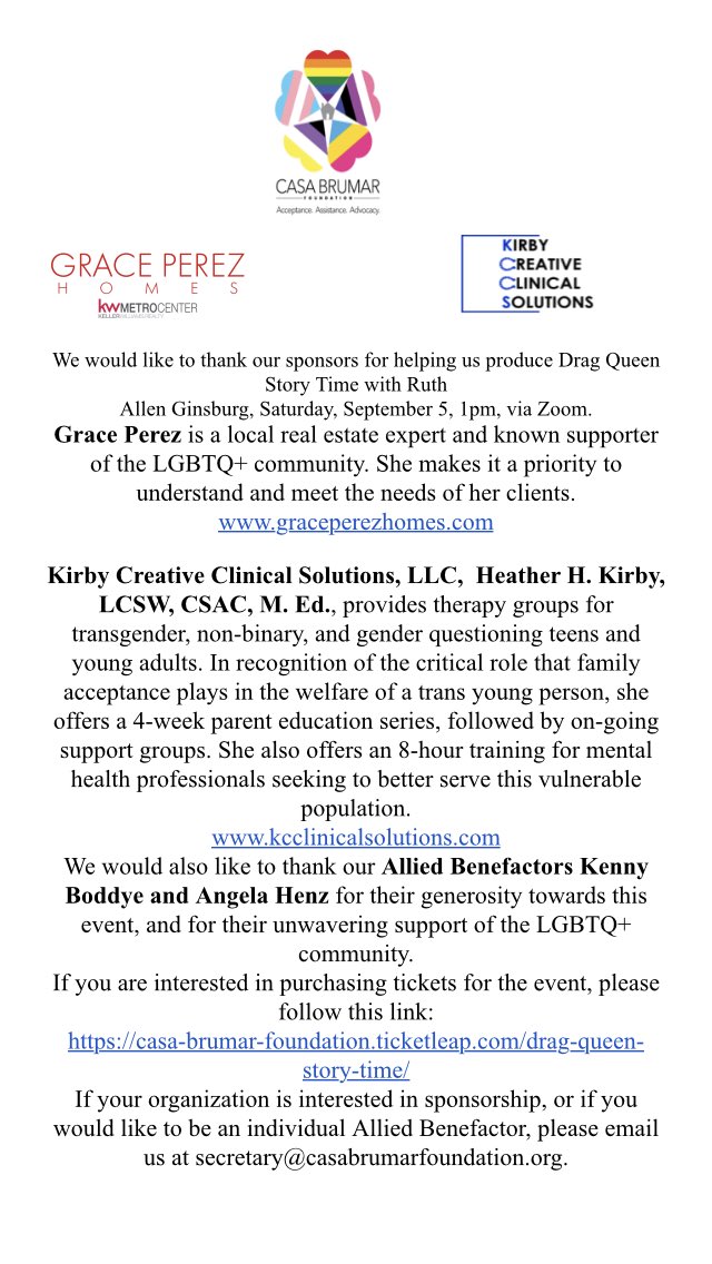 We’re thankful for our sponsors and allied benefactors, because without them we could help #LGBTQ+ youth. Or hold fun community events like the Drag Queen Story Time happening Sept 5th. If you would like to attend please follow the link https://t.co/rzOxqnkk8y https://t.co/NOfXOHhOGD