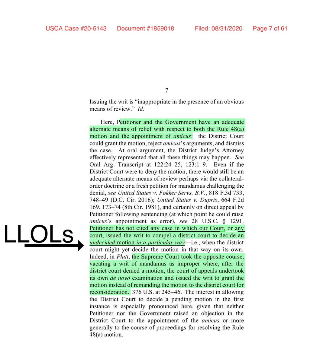 If you do NOT understand what you’re reading, you should stick to “perseverating” abt your 2016 thread -ordinary appellate review-district Court hasn’t ruled therefore Flynn’s mandamus is procedurally & fatally flawed-well DUH Rule 48Gotta dash some of us actually have a JOB