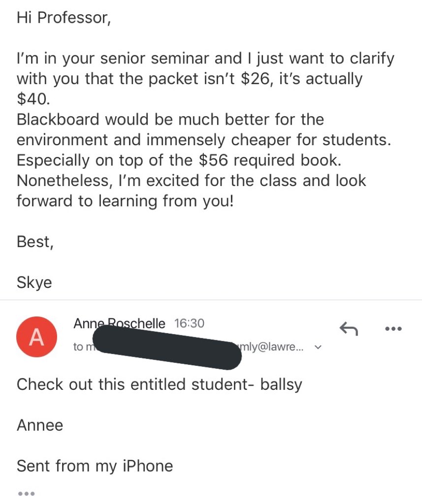 GUYS IVE GRADUATED SO NOW I HAVE NOTHING TO LOSE

My senior seminar professor (and the chair of women’s gender and sexuality) wrote an email about me, meant to send it to other professors, and send it TO ME

Ironically, the seminar was on poverty and homelessness