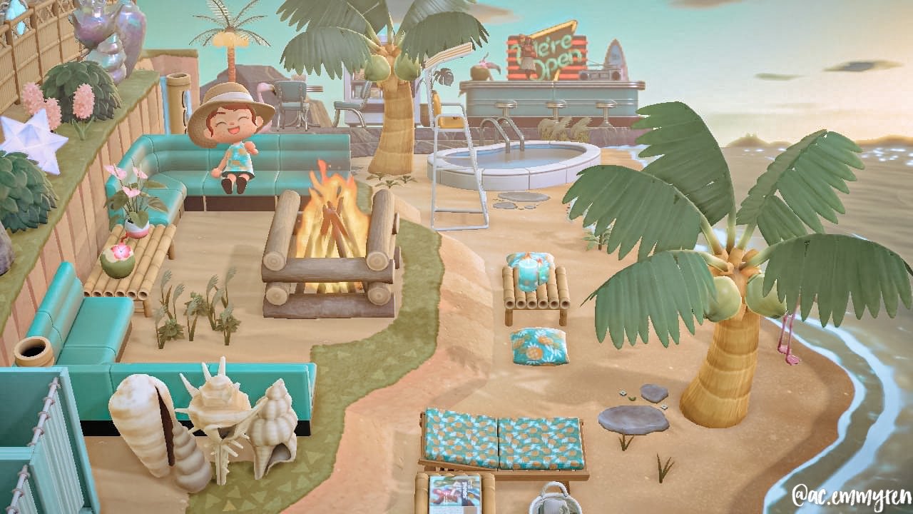 Emmyren on X Welcome to VIP beach an exclusive area for residents of Peachy Key Enjoy some coconut juice around the bonfire soak up the sun in our private lounge