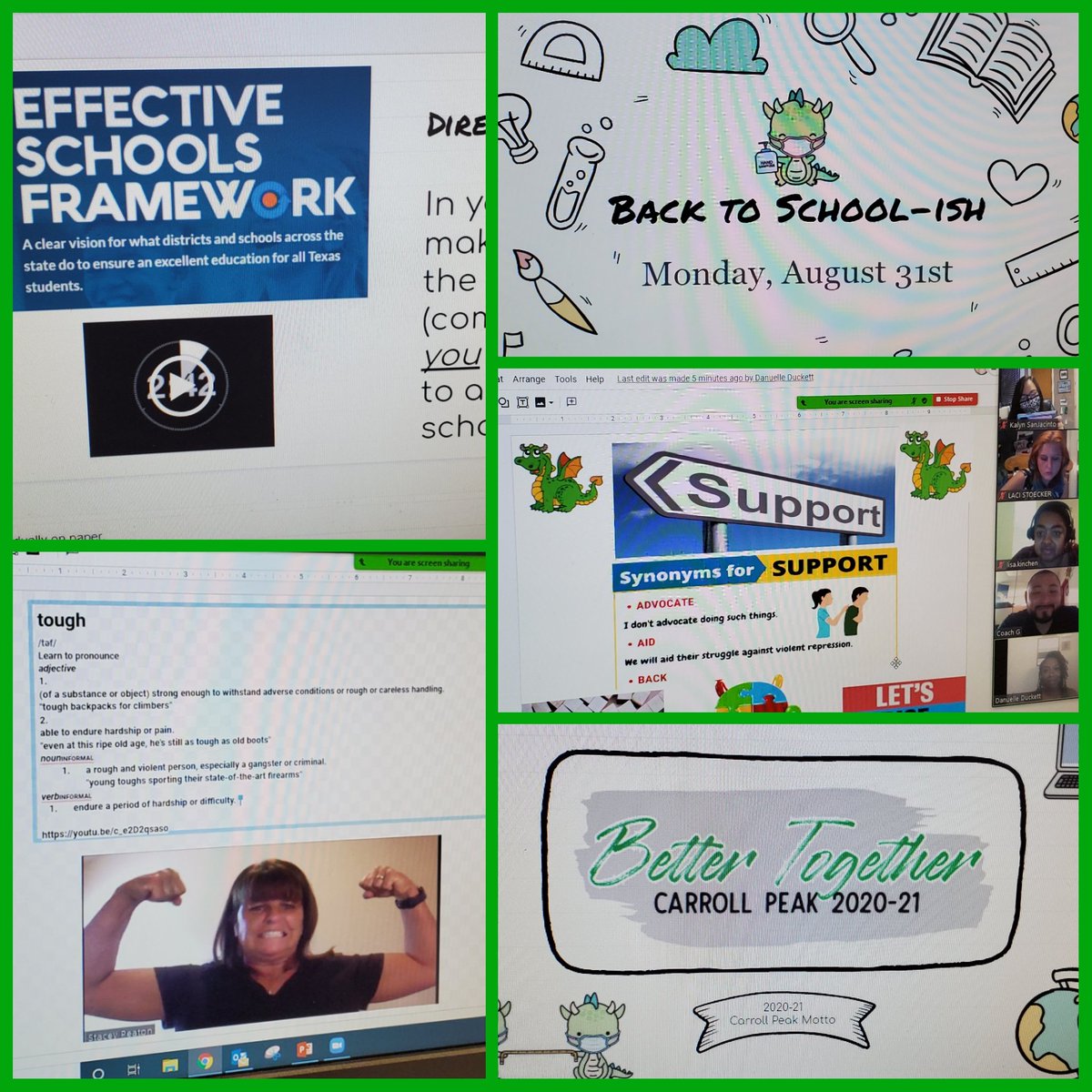 Carroll Peak Teachers and Staff participated in a great day of Virtual Professional Learning today! #bettertogether 💚💛🐉