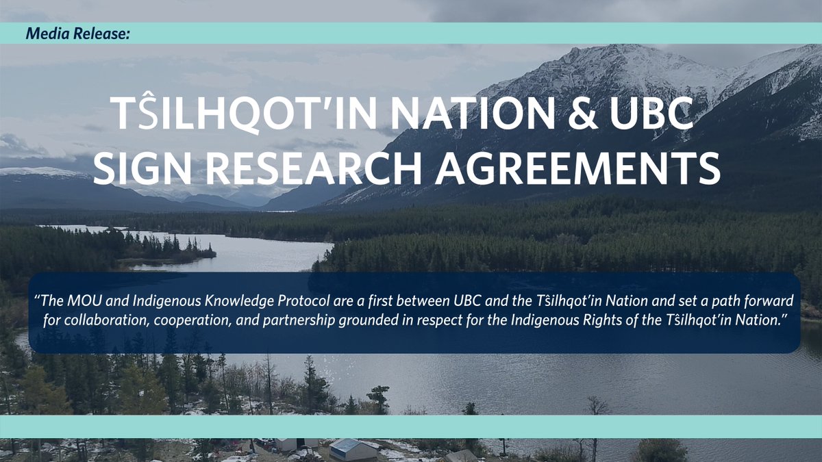 TŜILHQOT’IN NATION & UBC SIGN RESEARCH AGREEMENTS

The MOU and Indigenous Knowledge Protocol are a first between @UBC and the @tsilhqotin and set a path forward for collaboration, cooperation, and partnership.

Read more: ow.ly/TS5q50BdJDW