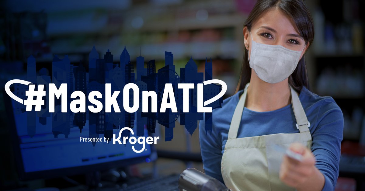 ajcads's tweet photo. Part of being Atlanta Strong is looking out for your neighbors - and looking good while doing it! Upload your most stylish mask photo and vote daily! The submission with the most votes will receive a $500 gift card from Kroger! https://t.co/RSTKmaVxFN https://t.co/yGp8juYFlA