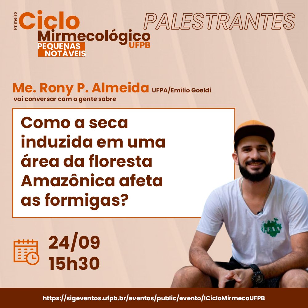MariliamCostta's tweet photo. Vamos começar a semana com uma palestra confirmada? Vamos!

Desta vez foi a do @RonyPSA, cujo título é: “Como a seca induzida em uma área da floresta Amazônica afeta as formigas?” https://t.co/FISAN6kNdY