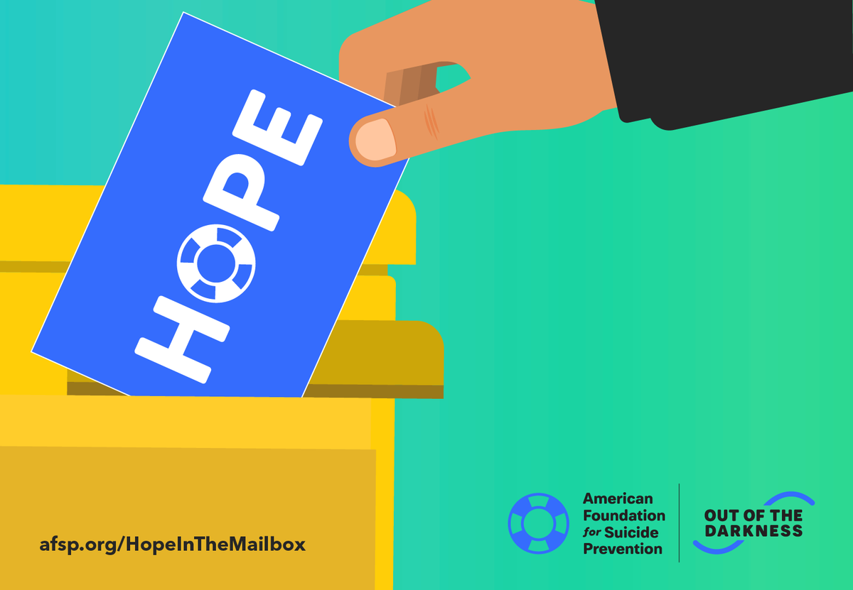 AFSPIL's tweet photo. Send HOPE today with #HopeInTheMailbox! It is a great way to let others know you are thinking of them and care about them! https://t.co/mMGkWRkOkW https://t.co/zdRMzFsgvz