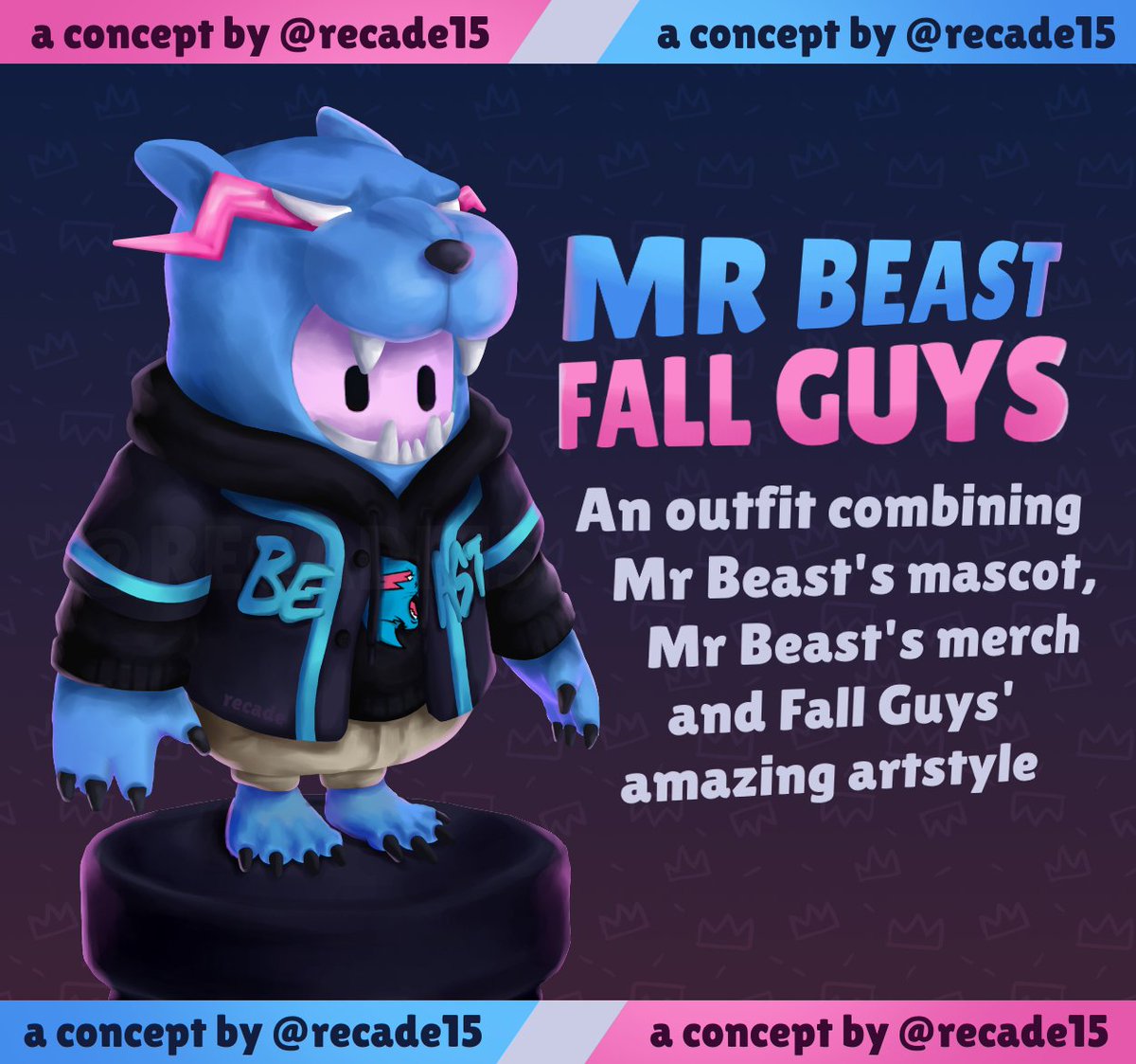Recade15's tweet photo. @FallGuysGame @FGteev @SpecialEffect ayo @MrBeastYT now's your chance 👀 https://t.co/2J91ELI1Jq