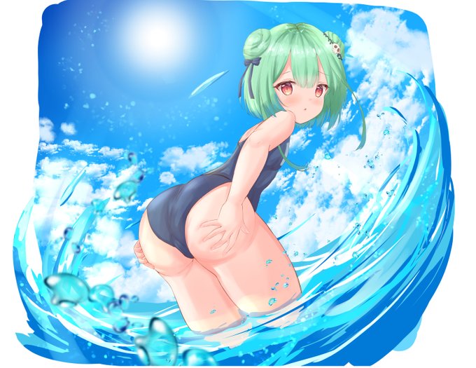 「red eyes school swimsuit」 illustration images(Latest)