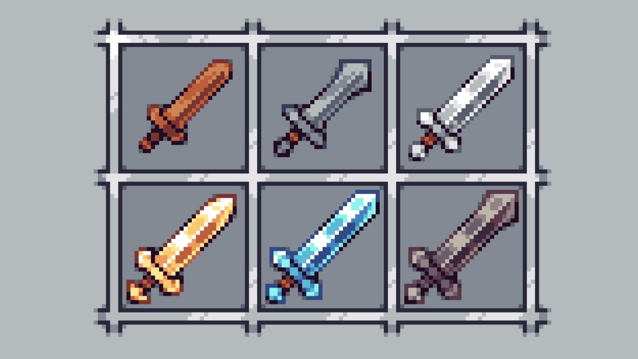Found this in my old pixel art folder. Thought you guys might like these visualized enchanted diamond swords : r/Minecraft