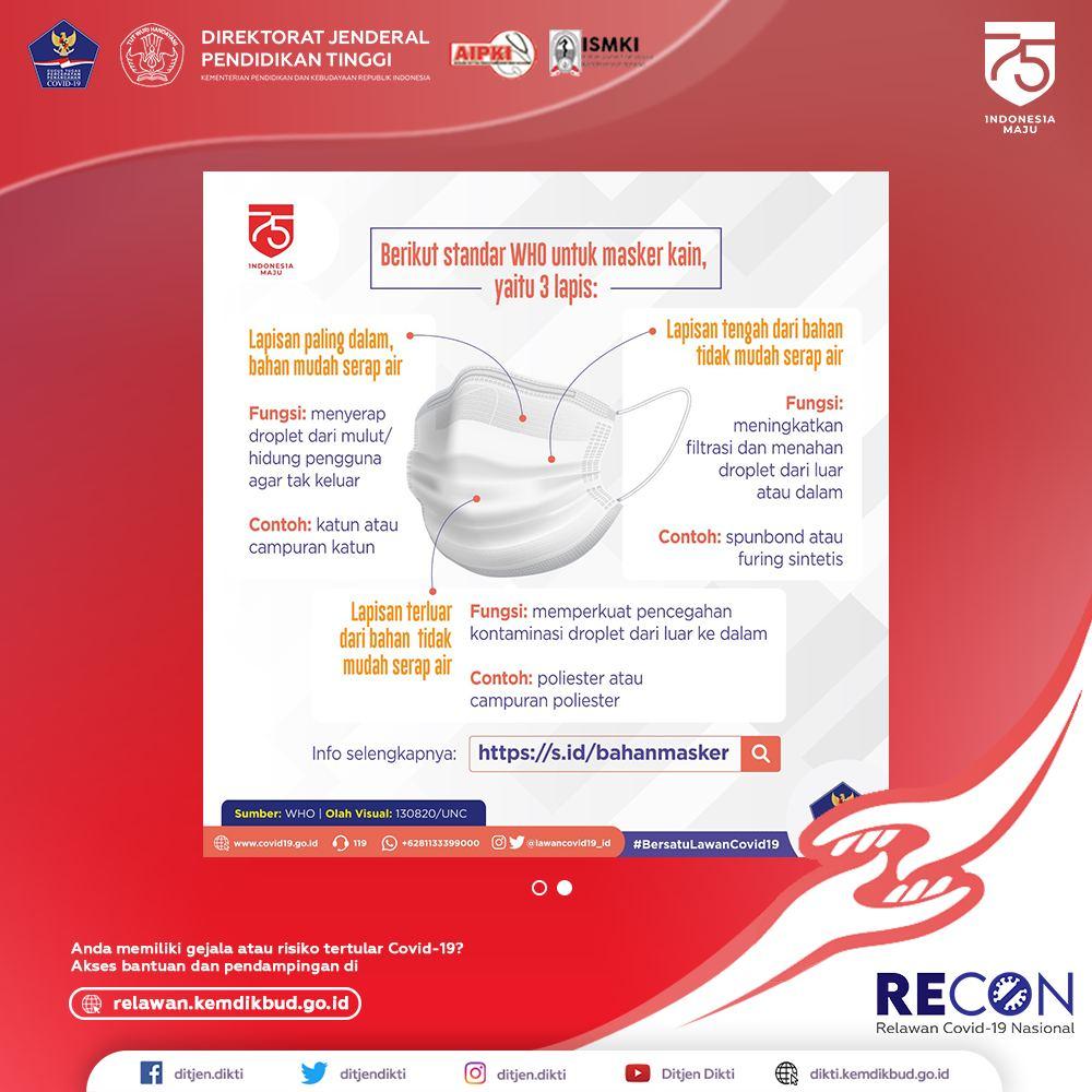 dayu_widya24's tweet photo. Wah ada info unik dan menarik nih...
- Memilih Bahan Untuk Masker Kain-
- HOAXBUSTER: Memberi Alkohol atau Handsanitizer Pada Masker BERBAHAYA !
 #RECONSIGAP #RelawanKemdikbud  #SiapAdaptasi
 
@ditjendikti
 
@kemdikbud_ri
 
@ISMKI_Indonesia https://t.co/2OfsF0jKCC