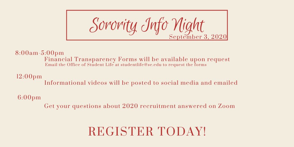 Register Today! se.edu/student-life/g…