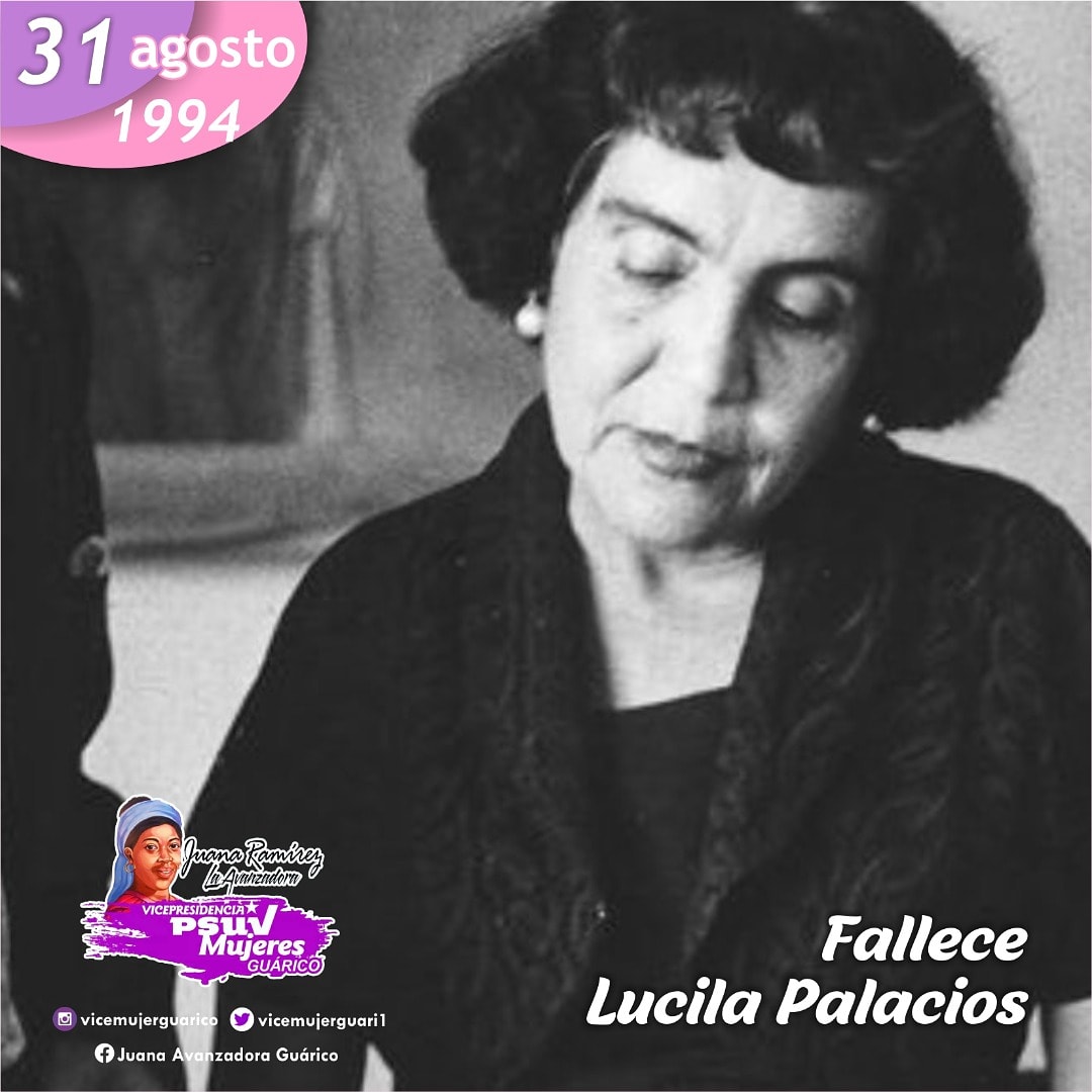 Lucila Palacios fue una polifacética #escritora, académica y activista política de Venezuela en el siglo XX. Está considera, junto a Teresa de la Parra, la escritora venezolana de mayor relevancia, por su literatura testimonial. 
<a href="/NicolasMaduro/">Nicolás Maduro</a> <a href="/josemvasquez/">José Vásquez</a> <a href="/Gob_Guarico/">Gobierno de Guárico</a>