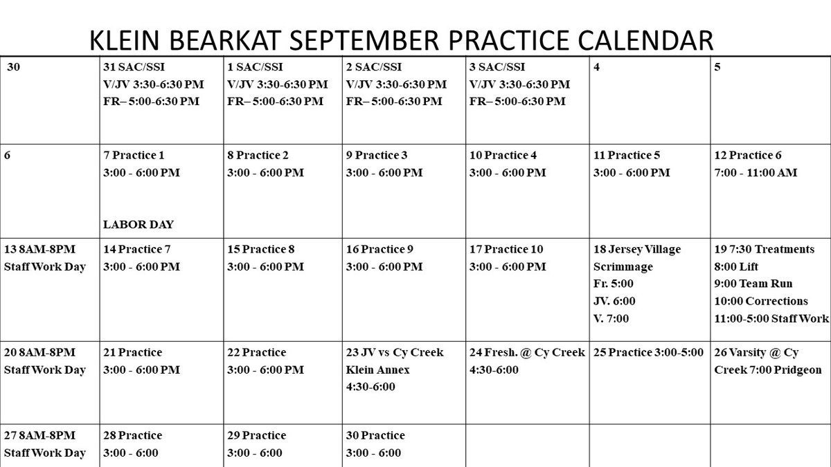 coach_hallmark's tweet image. September Practice Calendar For All Levels
