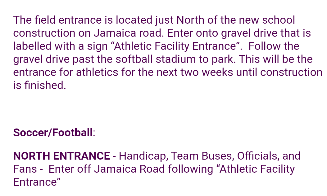 Parking info below for Carlisle.
They built a new school.
Each family gets 4 tickets.