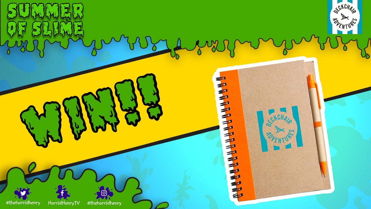 Take your seats it’s showtime with @MagicGareth
 at 3pm! Tell us which Horrid Henry character you’d like to go #backtoschool with for a chance to #win one of these fab new <a href="/deckchairadven/">Deckchair Adventures</a> notebooks and pens! Comp ends 7th Sept, T&amp;Cs here: bit.ly/HorridTandCs #SummerofSlime