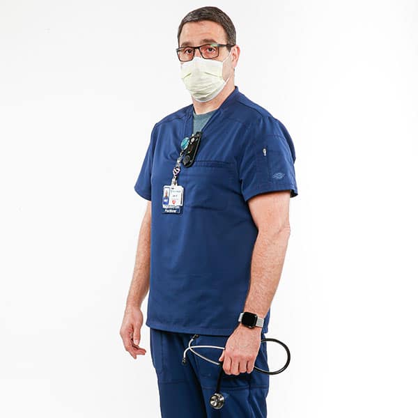 This is Jim Rebel, a respiratory therapist at Presby. Early into the pandemic, he was asked if he wanted to be rotated to another department, but he choose to continue treating Covid-19 patients.  https://interactives.dallasnews.com/2020/saving-one-covid-patient-at-texas-health-presbyterian-hospital-dallas/