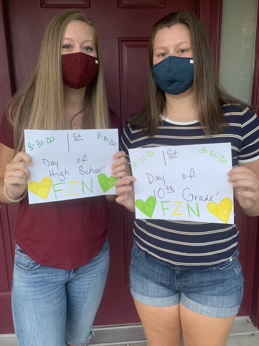 AbbynLilyMom's tweet photo. 1st day of high school for Lily and Sophomore year for Abby. Thank you FZSD for the opportunity!#FZNfirstday2020 https://t.co/0vkHWdgwhE