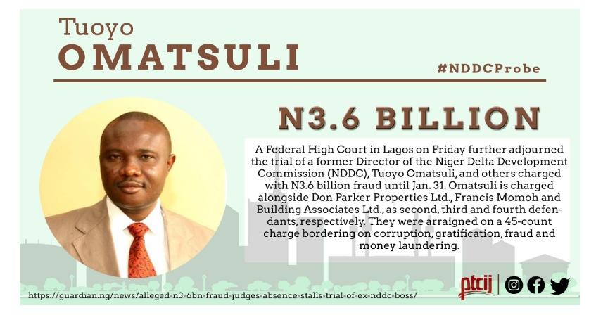 Allegations against Tuoyo Omatsuli.Mr. Tuoyo Omatsuli, a former Executive Director on projects at the  @NDDConline stands accused and was arraigned on a 45-count charge on money laundering and other financial offenses. @ICPC_PE  @officialEFCC #NDDCprobe