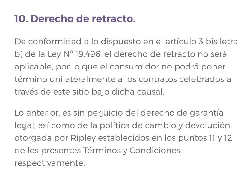fbravoalliende's tweet photo. Ideas para tener presente en Cyberday: No confundir retracto de la Ley de Consumidor con garantía voluntaria que permite devoluciones por gusto. Como cumplir retracto es facultativo para la tienda, usualmente permiten devoluciones pero con condiciones distintas a las legales. https://t.co/PArzDfkNb5