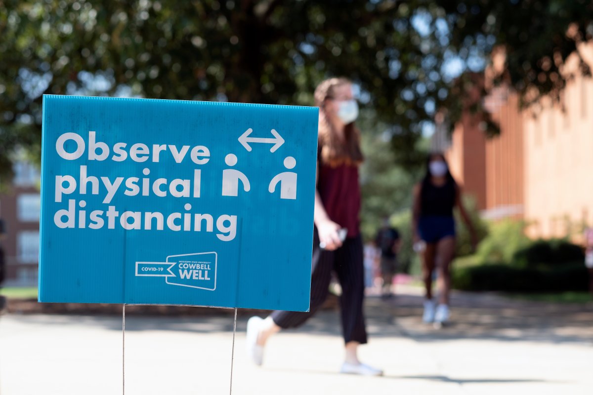 msstate's tweet image. Take notice of the #cowbellwell campaign reminders on campus! We can get through this semester with everyone doing their part. #MaskUpMS