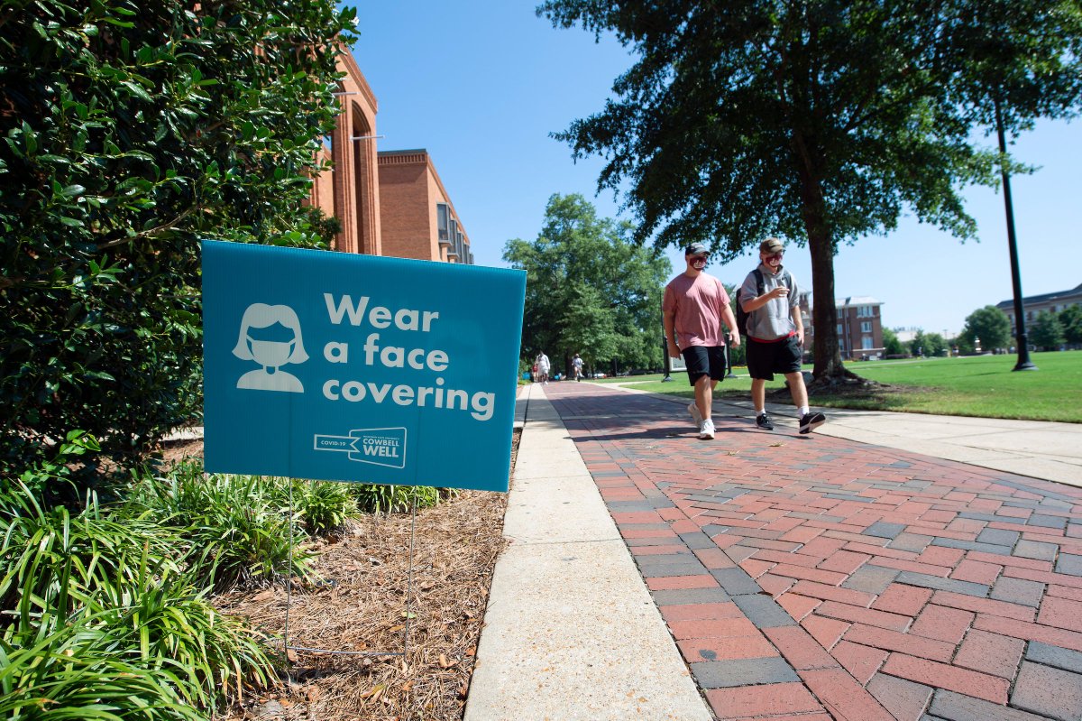 msstate's tweet image. Take notice of the #cowbellwell campaign reminders on campus! We can get through this semester with everyone doing their part. #MaskUpMS