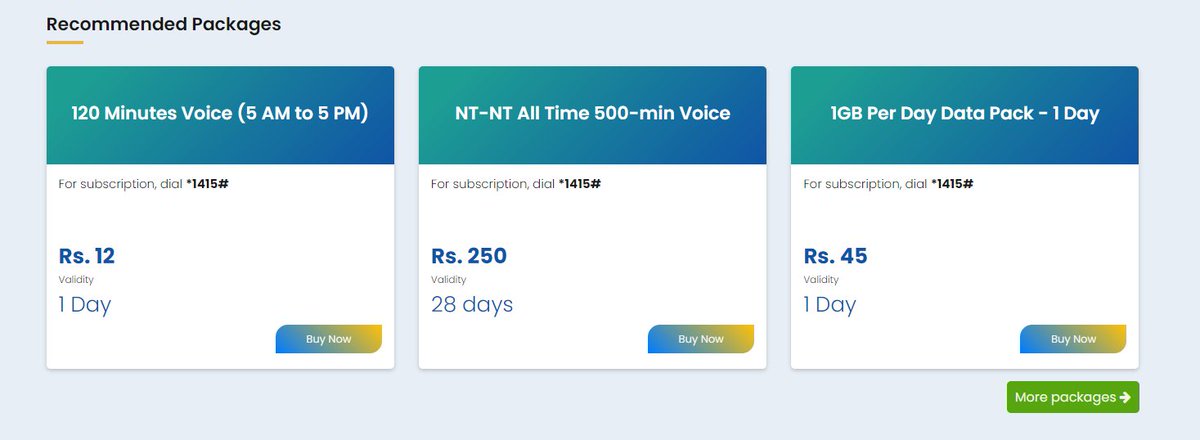 Recommended Packages
#Nepal_Telecom 
For more information go to our website 
ntc.net.np