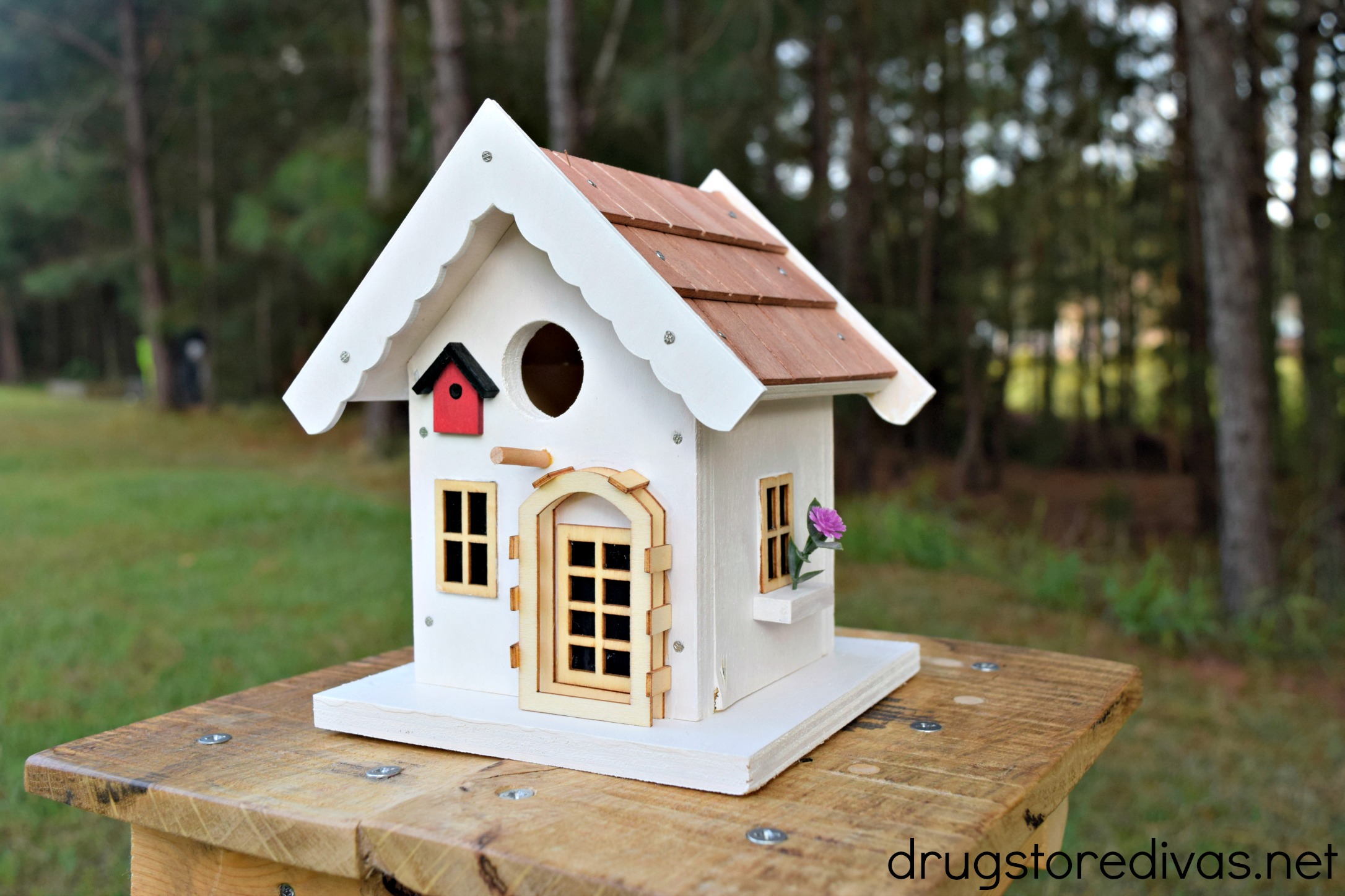 A homemade bird house.