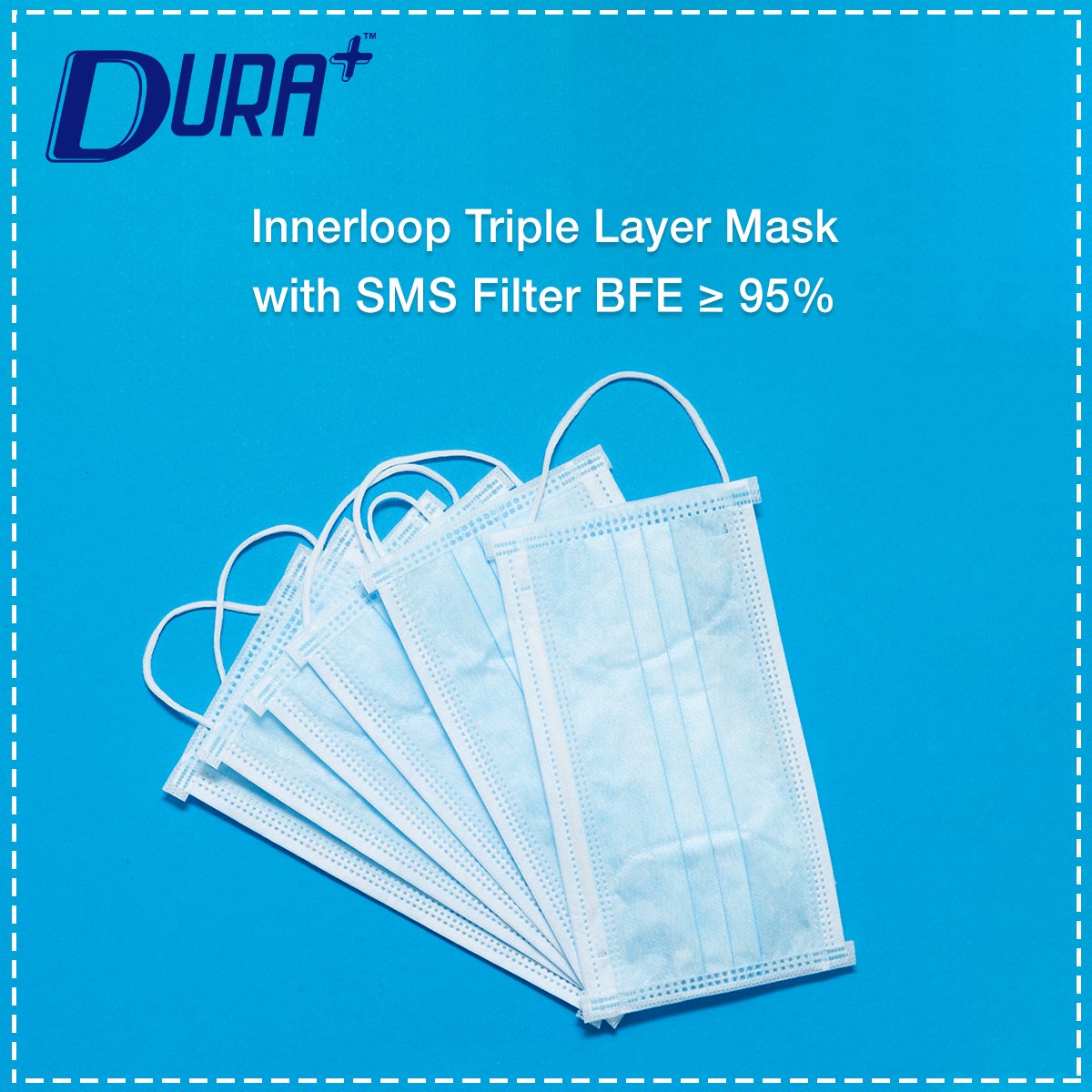 #Introducing #Dura+ #Innerloop #TripleLayerMask With #SMSFilter #BFE ≥ 95% 
Call us at +91 9311350110 for more info.
#Mydura #Duraplus #innerloopmask #Triplelayermask #breathingmask #smsfilter #earloop #protectivemask #medicalmask #3plymask #Bluemask #safetymask #Masks