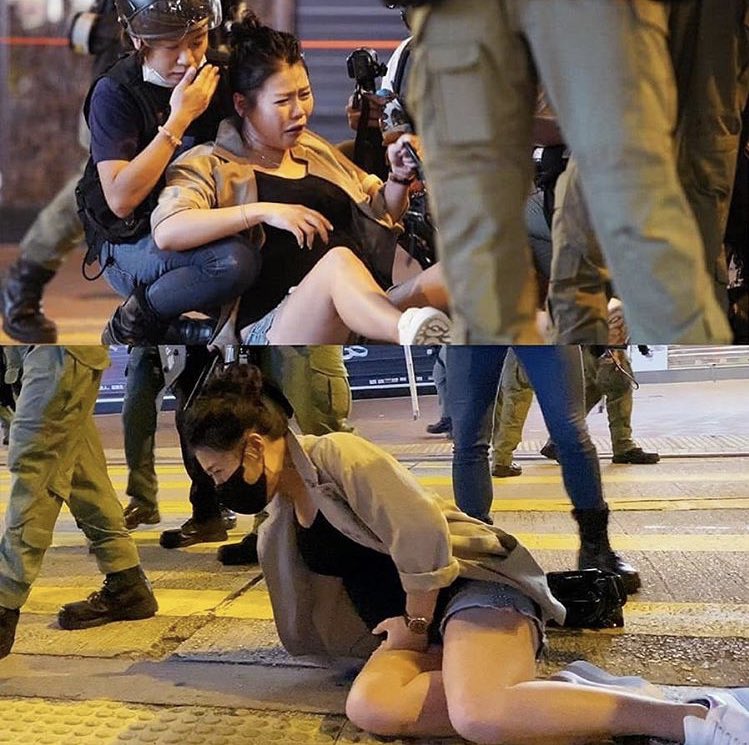 This was what the Hong Kong Police Force did on the 1st anniversary of #831PrinceEdwardAttack, they pushed a pregnant lady who is obviously not protesting to the ground. Rioters.